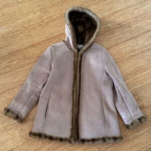 Vintage Jones New York faux fur brown penny lane style front clasp coat